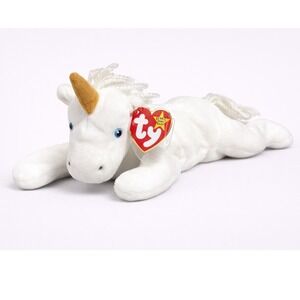 Ty Beanie Babie Mystic the Unicorn White Plush Yarn Mane Style 4007 Vintage 1994